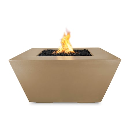The Outdoor Plus 36 Square Redan Fire Pit - GFRC Concrete - Brown - Match Lit with Flame Sense - Liquid Propane OPT-RDN36FSML-BRN-LP